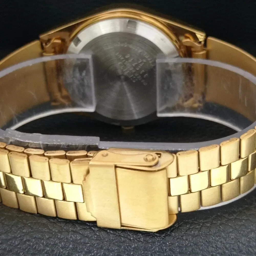 Vintage 1990 Seiko Automatic Mens Gold Watch W/daydate & Gold Accents